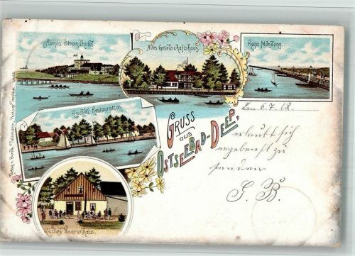 Deep 1902 Hotel Asmus Gesellschaftshaus Geschäft Roga Mündung Lithographie