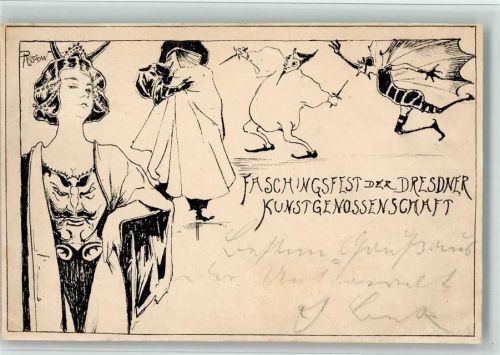 Dresden Faschingsfest Kunstgenossenschaft sign. Rossow 1898