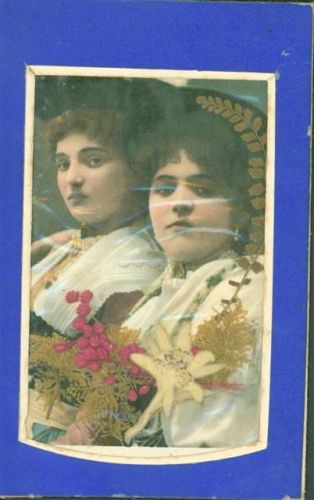 1906 Privatfoto hinter Folie Frauen Tracht Nachporto