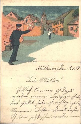 Müllheim Brief von 1914 Ansicht Reserve hat Ruh