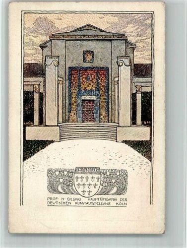 Köln Riehl 503 1906 Architekt Prof. H. Billing Kunstausstellung in der Flora Künstlerkarte