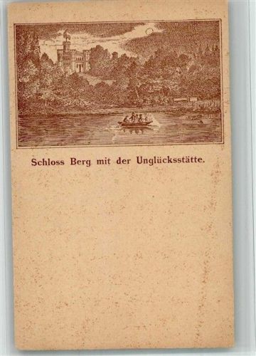 Berg Vorläufer Druck 1880 - 1889 Lithographie Schloss Berg Unglücksstätte von König Ludwig II.