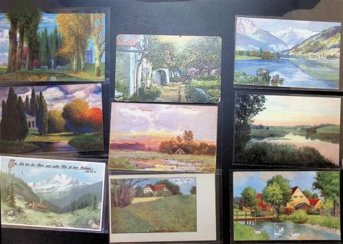 Lot mit 19 AK Künstlerkarten Landschaften