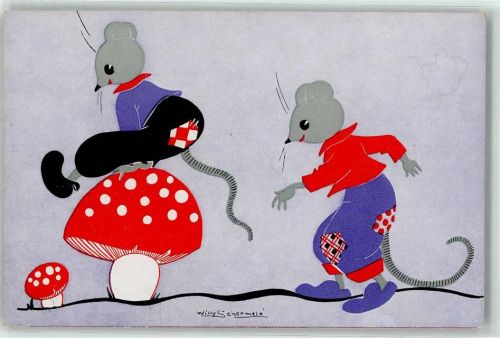 Pilz Maus vermenschlicht AK Schermele, W. 1946