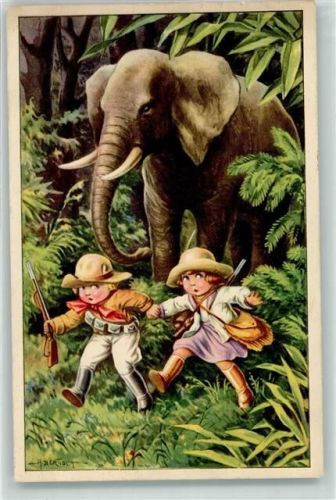Elefant Kinder Safari AK Bertiglia, A. 1929