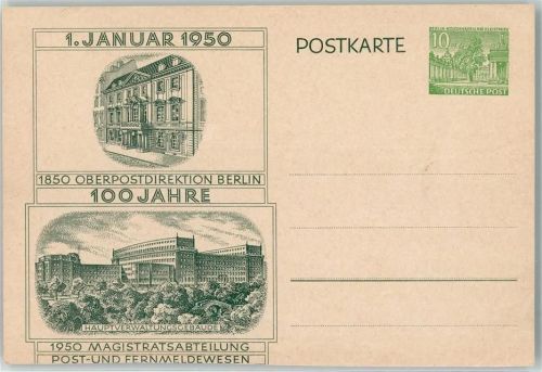 Wilmersdorf 1. Januar 1950 Oberpostdirektion Berlin 100 Jahre Magistratsabteilung Post- und Fernmeldewesen Hauptverwaltungsgebäude