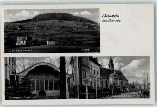 Bärenstein Kriegerdenkmal Annaberg Straße m. Kirche