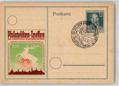 Bühlau/Weißer Hirsch Sonderstempel Philatelistentag 1947