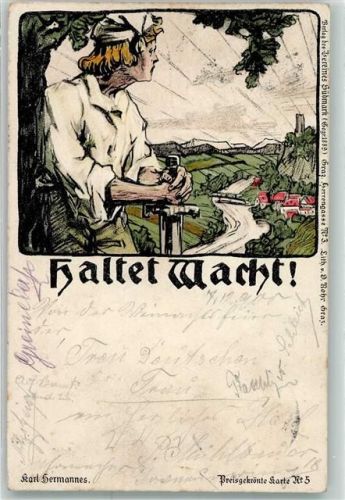 sign.Karl Hermannes Karte Nr.5 Haltet Wacht Verein Südmark Schulvereinähnliche Künstlerkarte