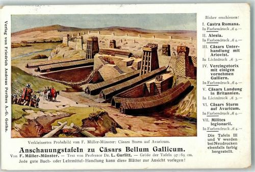 1916 Cäsars Sturm auf Avaricum Anschauungstafeln von F. Müller-Münster Text Professor Dr. L. Gurlitt - Schulausgaben