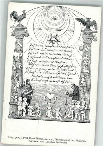 Symbole Eule sign. Thoma, Hans Ehrenmitglied der Akademie Karlsruhe und Dresden Spende Kindervolksküchen