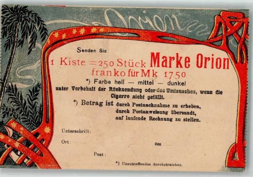 Frankfurt Bestellung 1 Kiste Marke Orion Werbung Firma Schepeler