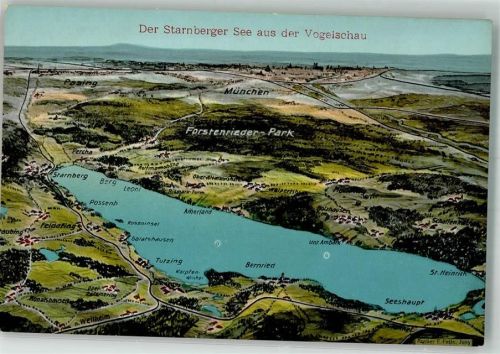Seeshaupt Vogelschau Starnberger See Atelier Eug. Felle Isny