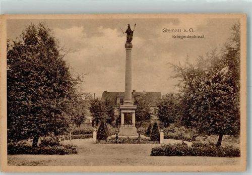 Steinau an der Oder 1922 Kriegerdenkmal Bahnpost Stettin Zug 646