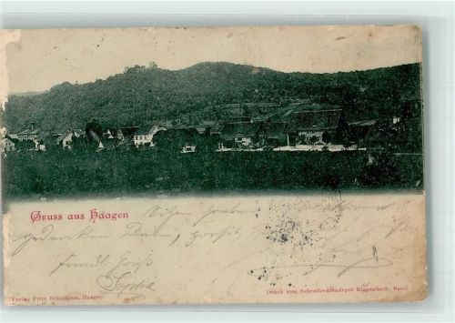 79539 W7850 Haagen , Baden 1901 Gebrauchsspuren mit Burgruine Rötteln