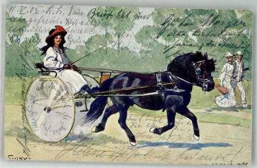 1905 Sulky mit einer Frau + Adelskorrespondenz