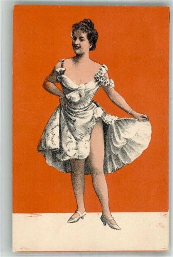 Tiefer Ausschnitt und Bein zeigen Glamour (Erotik) 1899 Künstlerkarte
