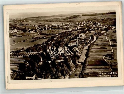 Uhingen Fliegeraufnahme Original aufmontierte Verlagsmusterkarte