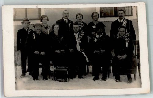 Prachatice Gruppenfoto Feier Ort handschriftlich