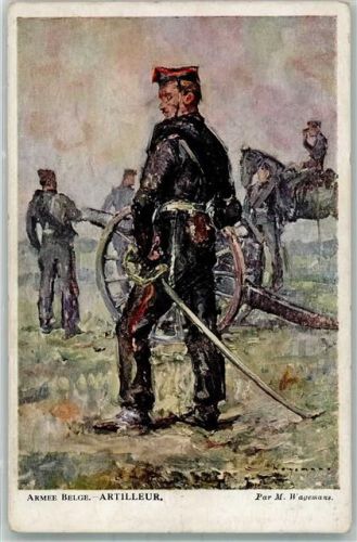 1914 - 1918 Armee Belge Artilleur sign. Wagemans , Asiles des Soldats Invalides Belges