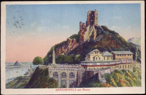 um 1925 Drachenfels am Rhein. Burgruine.,Haus der Westdeutschen Hotelgesellschaft