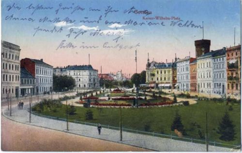 03042 O7500 Cottbus 1918 - Cottbus, -Kaiser-Wilhelm-Platz-, Grünanlage, Burgturm, Feldpostkarte