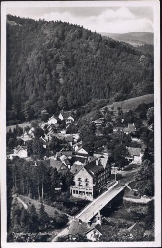 um 1930/40 Treseburg im Bodetal, Harz, Ansicht,I. Lohse AKU1