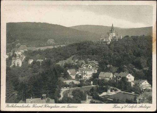 1954 Königstein im Taunus, Heilklimatischer Kurort. Herzog Adolph Anlage.,Photo Schilling AKU1