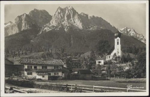um 1930/40 Grainau, Ansicht gegen Waxensteine,Photo-Verlag Untergrainau AKU1