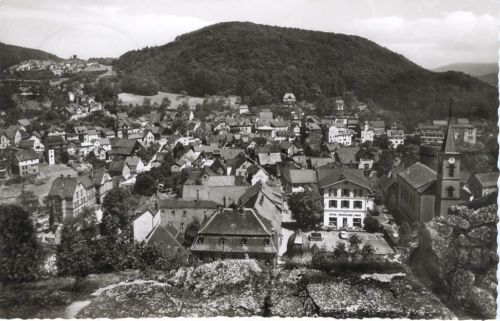 1962 Lindenfels im Odenwald, gezackter Rand, Blick von der Burg,Karl Peters AKU1