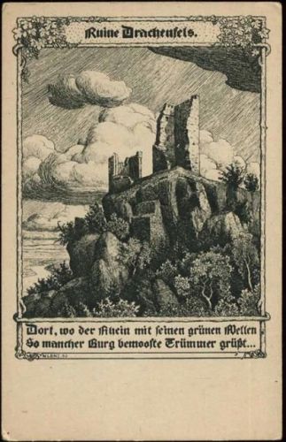 um 1920/30 Königswinter: Ruine Drachenfels, Nr. 183,Verlag für das Deutschtum im Ausland