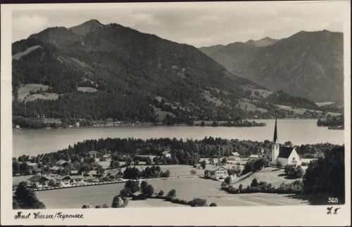 1936 Bad Wießee: Tegernsee, Berge, Kirche,Jakob Feldbauer Verlag AKU1