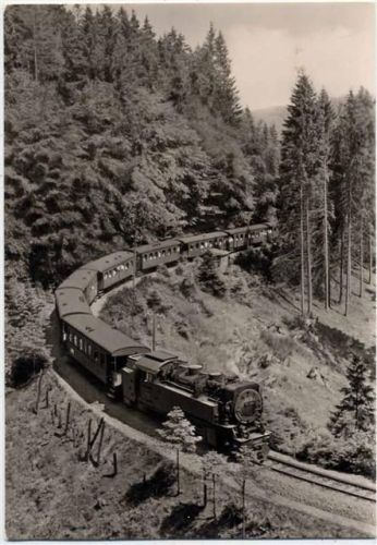 um 1972 Kleinbahn Harzquerbahn bei Wernigerode, Dampflok,E. Riehn