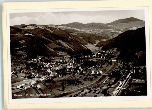 Hausen 1935 Fliegeraufnahme des Ortes mit der St. Josephs Kirche Original aufmontierte Verlagsmusterkarte
