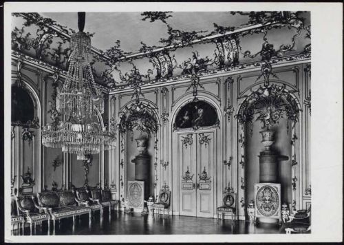 34117 W3500 Kassel um 1930/40 - Kassel, Schloß Wilhelmstal, Tanzsaal um 1765, Kronleuchter,Deutscher Kunstverlag AKU1