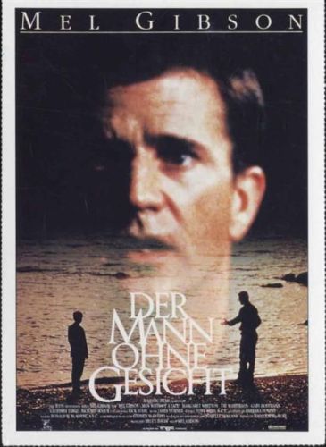 Der Mann ohne Gesicht, rückseitig Informationen über Film und Darsteller, Druck nach Filmplakat Filmverlag um 1995