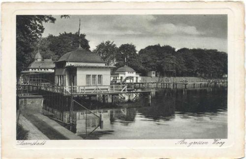 um 1920-30 Darmstadt, Badeplatz am großen Woog,Wilhelm Gerling