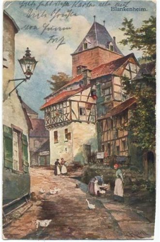 1914 Blankenheim, Fachwerk, Waschfrauen, Gänse, Künstler-AK,Karl Rud. Bremer & Co.