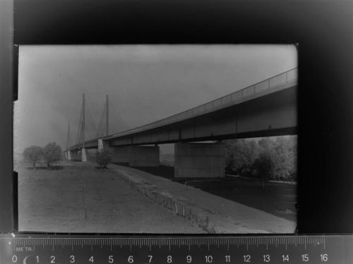 46459 W4242 Rees GLASNEGATIV Neue Rheinbrücke