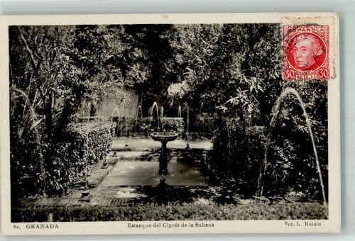 Granada Foto AK Estanque del Ciprés de la Sultana Marke bildseitig