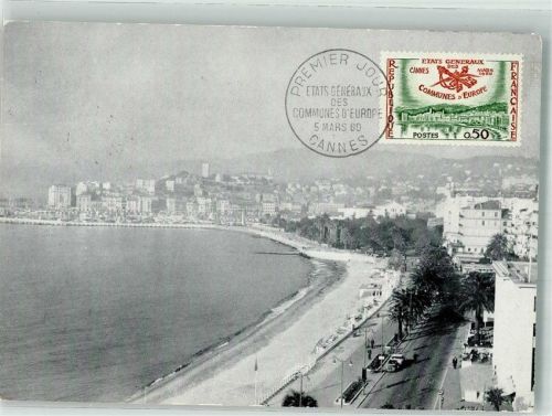 Cannes 1960 Marke bildseitig Schwimmbad Strand