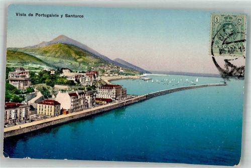 Portugalete 1914 Hafen SanturceMarke bildseitig