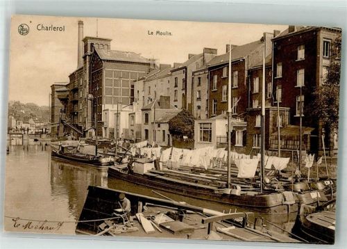Charleroi 1906 Mühle Hafen Frachtkähne