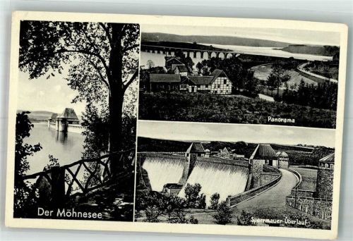 59519 W4773 Möhnesee Foto AK Staumauer und Sperrmauer-Überlauf