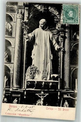 Burgos 1905 Denkmal S. Bruno Cartuja Marke bildseitig