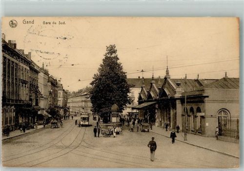 Gand Litfaßsäule Marktszene Bahnhof Süd Straßenbahnfeld Nr. 4
