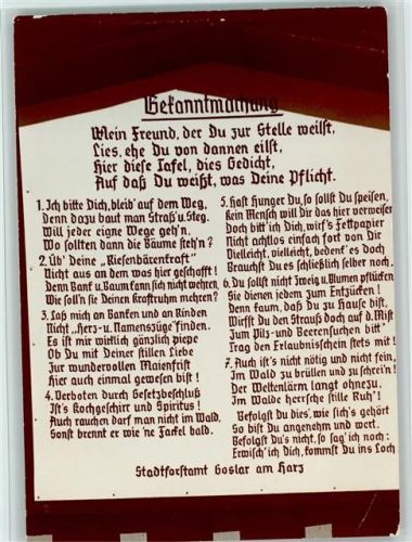 Auerhahn Bekanntmachung Stadtforsstamt Goslar