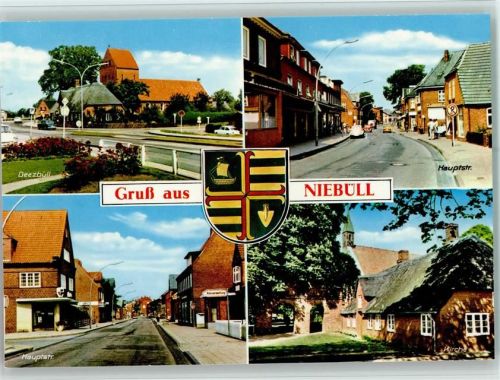 25899 W2260 Niebüll - Deezbüll Hauptstraße Kirche Wappen 4-Bildaufnahme