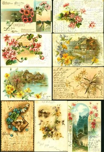 Blumen Lot mit 93 AK nur Lithos, ab 1899; überwiegend gute Erhaltung, größtenteils gelaufen