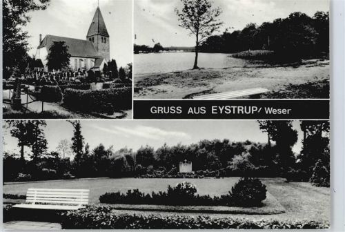 27324 W2813 Eystrup - Kirche See Baum Denkmal Bank